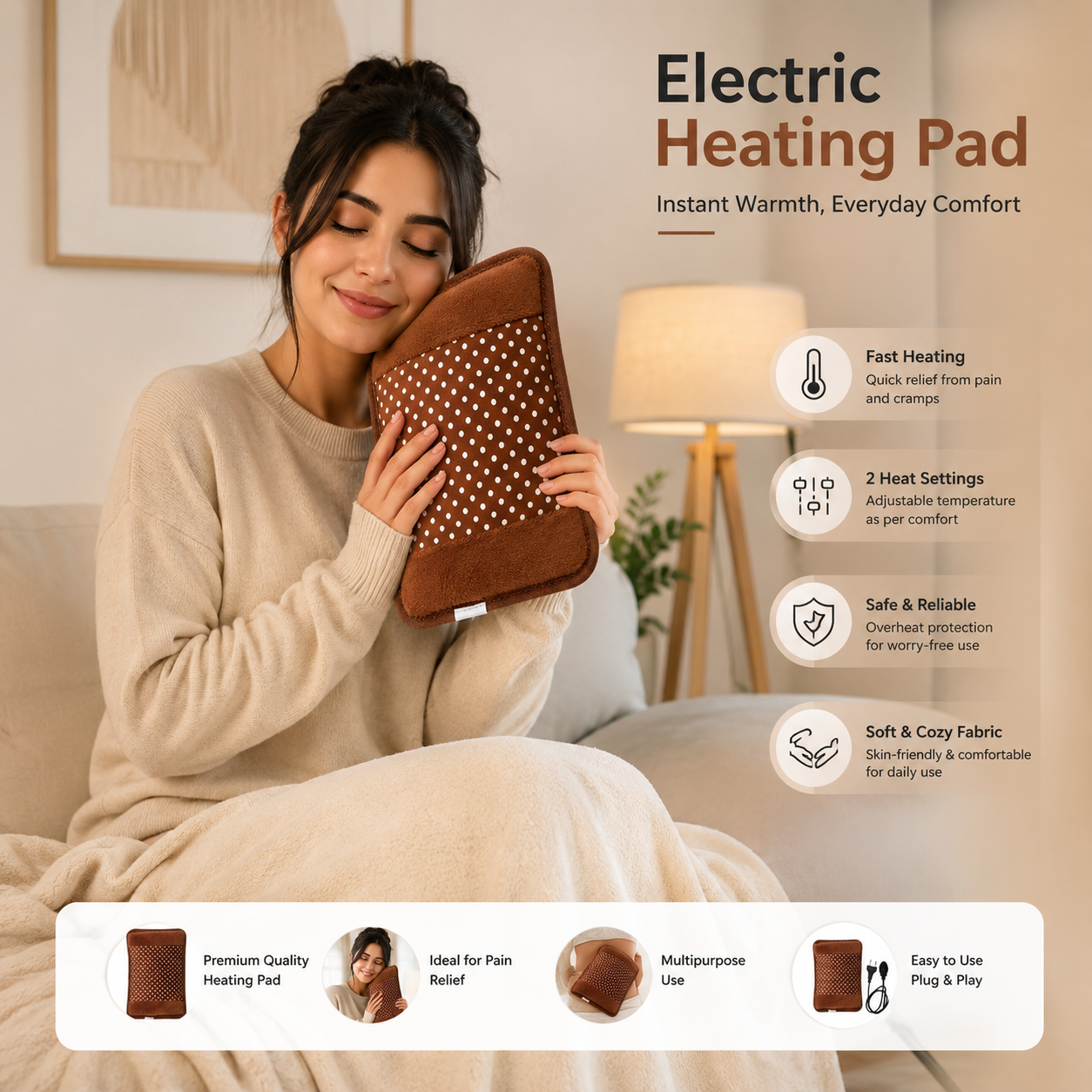 Electric Heating Pad for Pain Relief & Warm Comfort 🔥